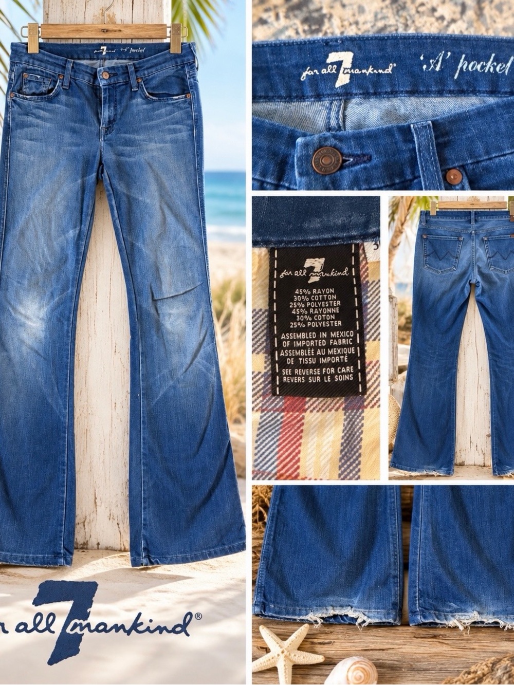 VINTAGE 7 For All Mankind Men's Medium Blue Jeans
